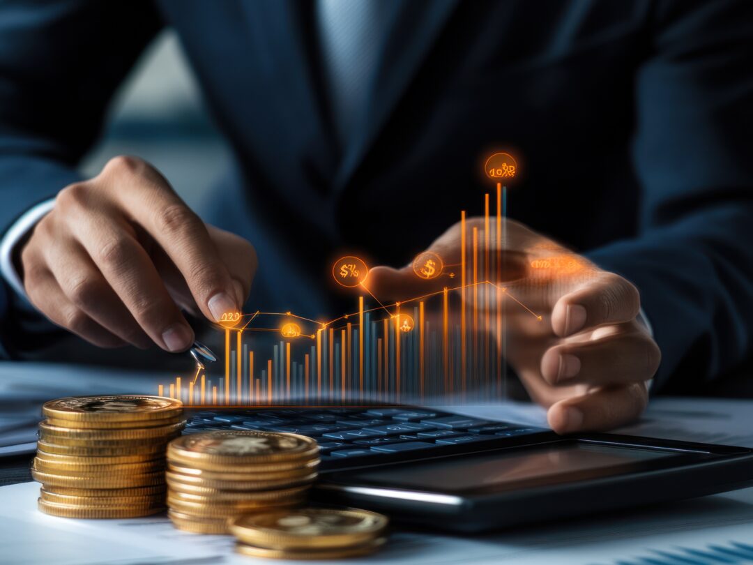 businessman using calcurator and digital tablet with business financial analysis investment concept invest money business and finance capital fundraising --v 6.1 Job ID: 21405f7b-015f-4178-91fb-7ee06c81c6b4